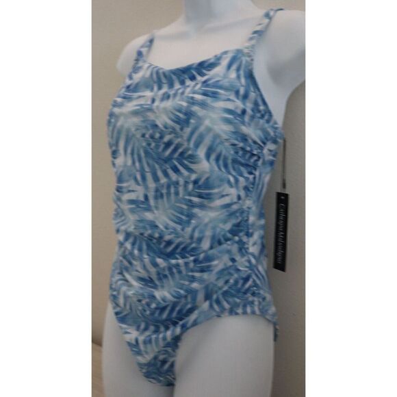 Catherine Malandrino Sz M Leafs Cascade Print Side Ruching 1-Pc Swimsuit $120 - Picture 3 of 10